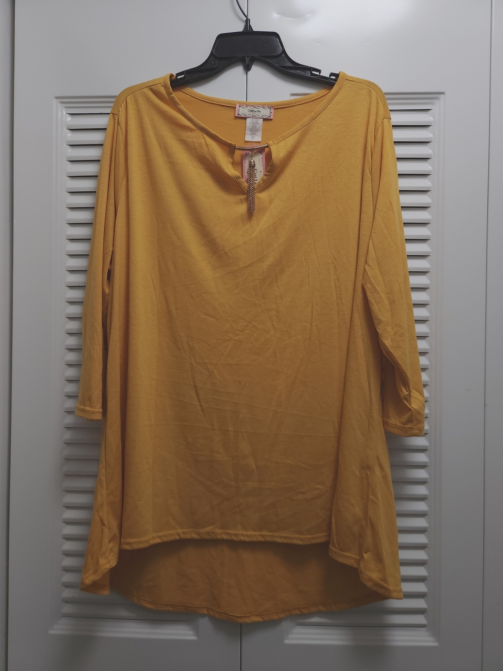 Women's Mustard Yellow Keyhole Tunic Top